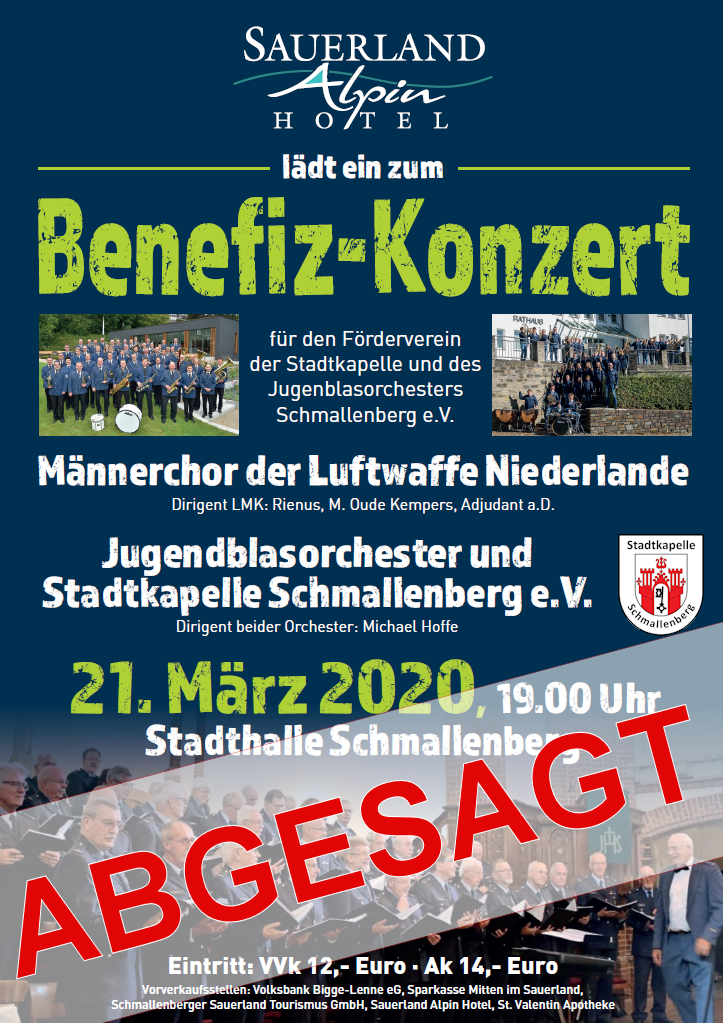Benefiz-Konzert Männerchor der Luftwaffe NL, JBO & Stadtkapelle Schmallenberg